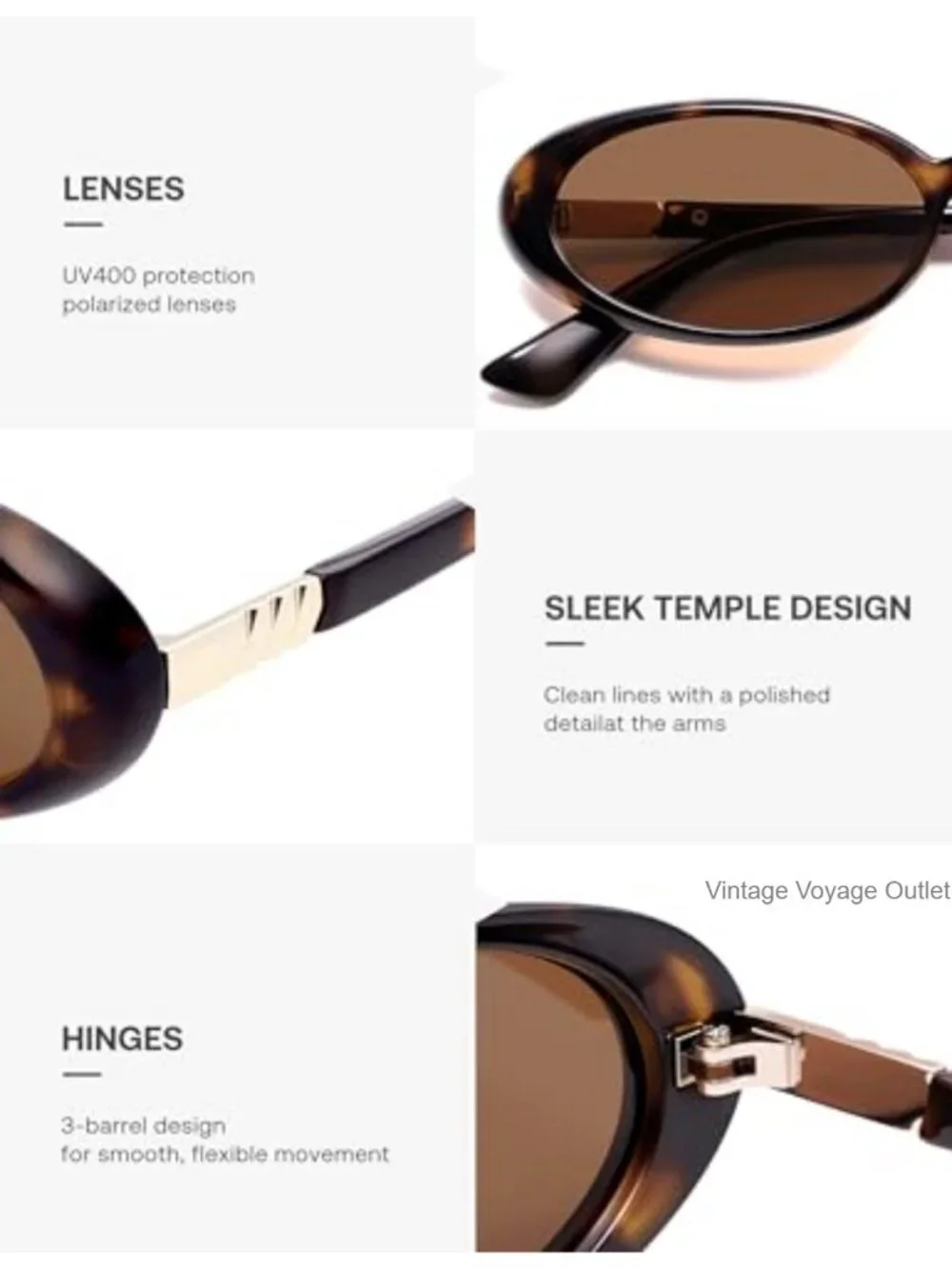 Polarized Oval Sunglasses for Women, UV400 Protection, Retro 90s Vintage Frame,